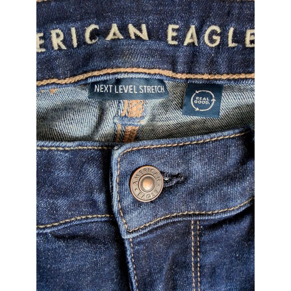 American Eagle Next Level Stretch Jegging Dark Wash Skinny Jeans Womens 10 Long - Picture 3 of 11